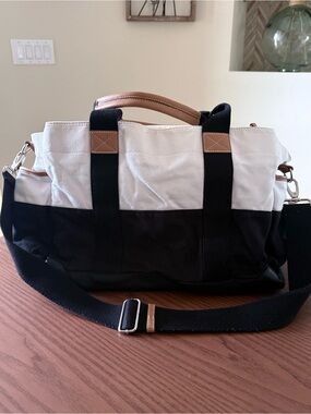 Pottery Barn Kids Large Diaper Bag with Changing Pad | Black & Ivory